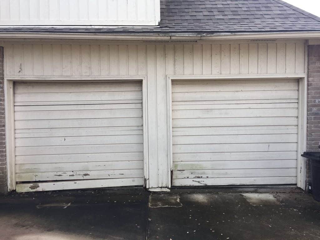 before- 2 garage door into 1